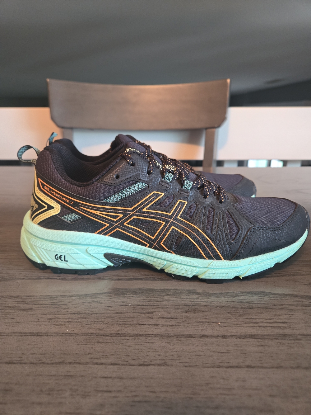 Asics Gel Venture 7 Women's Athletic Shoes Sz 8 Black Teal Running